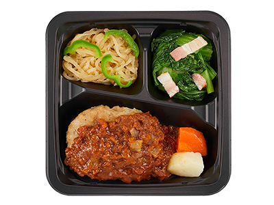 トマトと味噌の煮込み風ハンバーグ